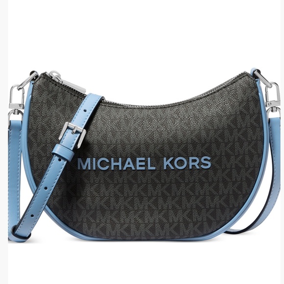 Michael Kors Kyla Small Convertable Pouchette in Blue and Black - Picture 1 of 8